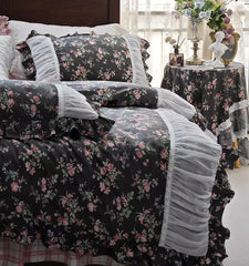 YOUMIKA  -  Elegant pastoral floral bedding set,full queen king vintage ruffled rustic cotton home textile bedspread pillow case duvet cover