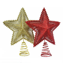 YOUMIKA  -  Glitter Christmas Tree Topper Iron Gold Red Star Christmas Decor For Home Xmas Tree Ornaments Navidad New Year 2025 Natal Noel