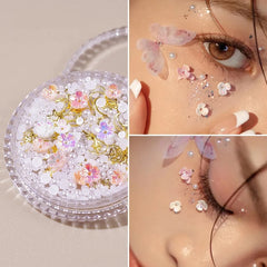 YOUMIKA  -  1Box Eyes Face Makeup Facial Decoration Patch Butterfly Diamond Pearl Adhesive Rhinestone Glitter Sequin DIY Nail Art Decoration