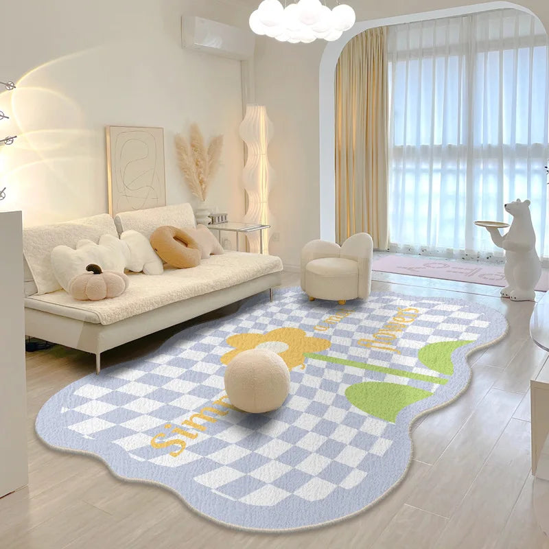 YOUMIKA  -  Carpet for Living Room Cute Plaid Home Decoration Large Area IG Coffee Tables Bedroom Plush Mat Cloakroom Fluffy Rug