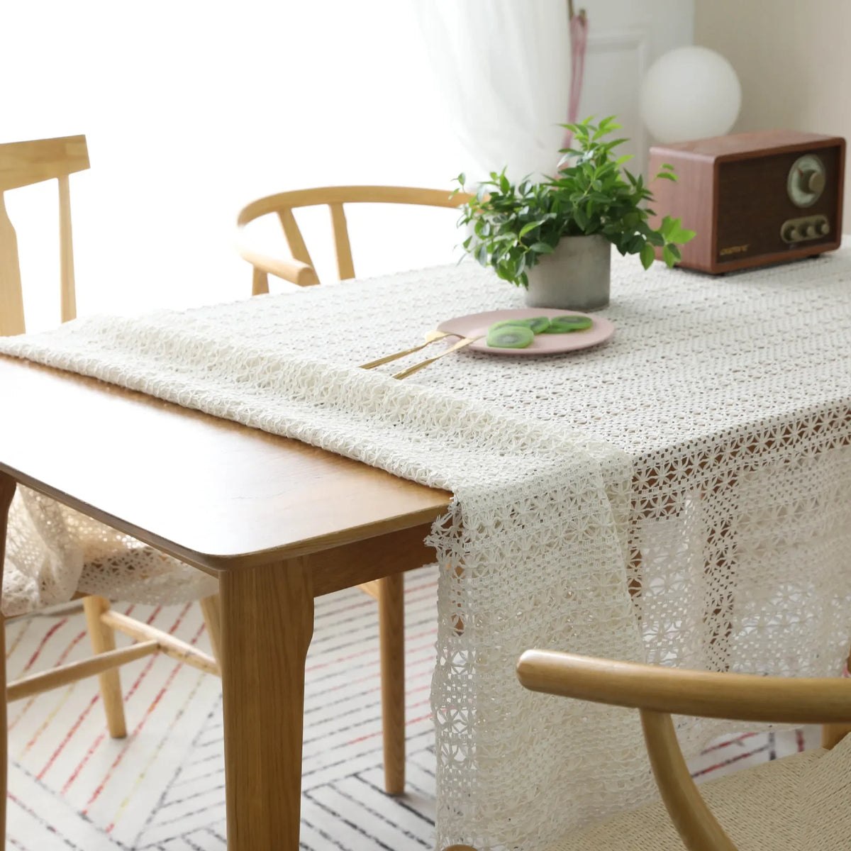 YOUMIKA  -  Woven Hollow Tablecloth Coffee Table Tablecloth Pad Sen Piano Towel Shot White High-quality Decoration Shooting Background Cloth