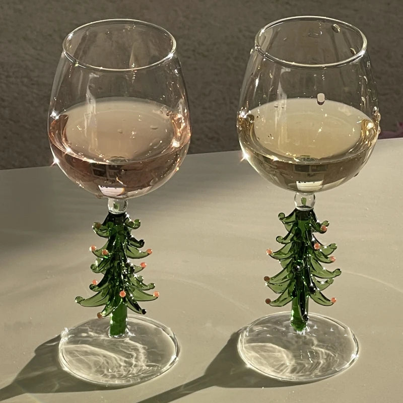 YOUMIKA  -  Advanced Atmosphere Christmas Wine Glass Colored Glass Wine Glasses Christmas Tree Decoration Goblet Christmas Gift Gifts