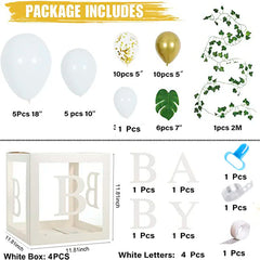 YOUMIKA  -  Baby Shower Balloon Boxes Gold Balloons Palm Leaves Ivy Garland Party Decorations for Oh Baby Shower Party Decorations Boy Girls