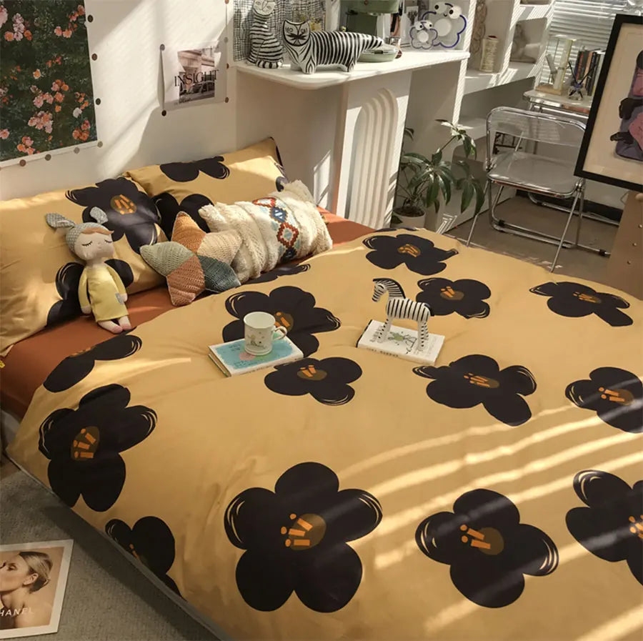 YOUMIKA  -  Fashion pastoral flower bedding set girl,cute sweet cotton twin full queen king home textile flat sheet pillow case duvet cover