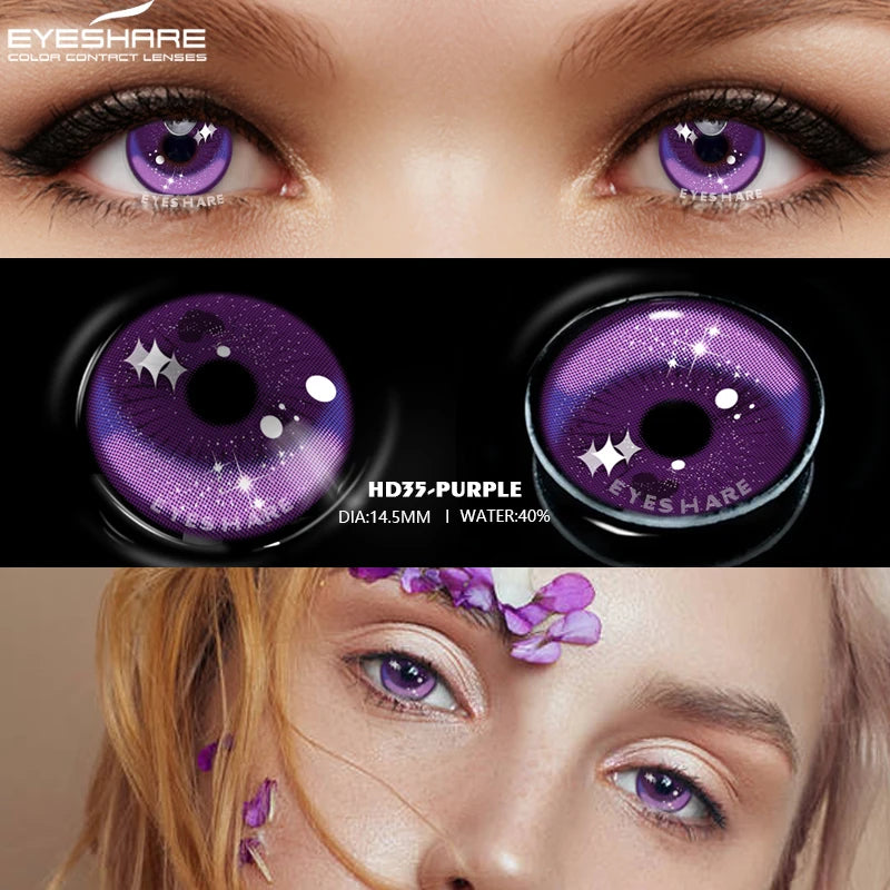 YOUMIKA  -  2pcs New Color Contact Lenses For Eyes Cosplay Soft Yellow Blue Colored Contact Lenses Halloween Makeup Eyes Color Lens