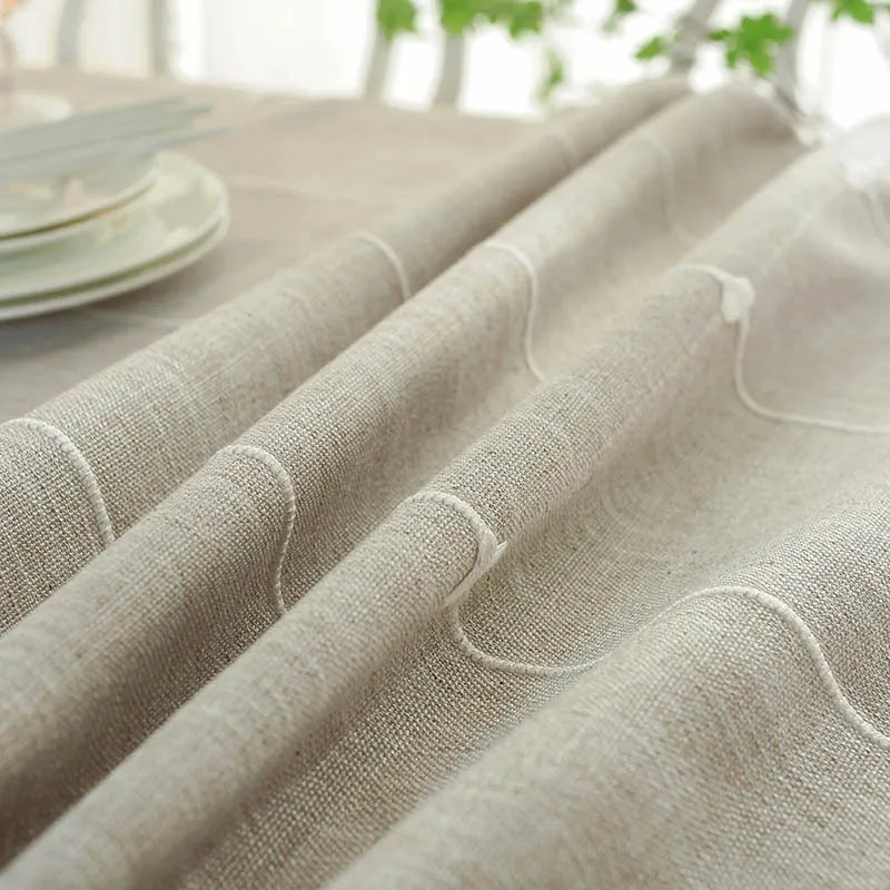 YOUMIKA  -  Polyester Lattice Tablecloth for Dining Tables, Rustic Style, Grey and Brown, Beige, Broom, Tassels, Tablecover, Weddings