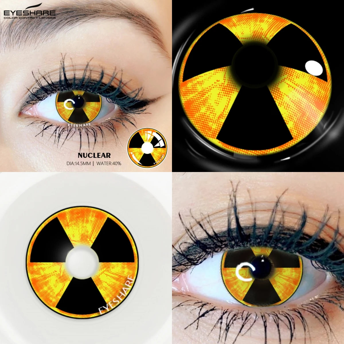 YOUMIKA  -  2pcs Crazy Style Color Contact Lenses For Eyes Cosplay Colored Lenses Yellow Contact Lens Yearly Halloween Contact Lens