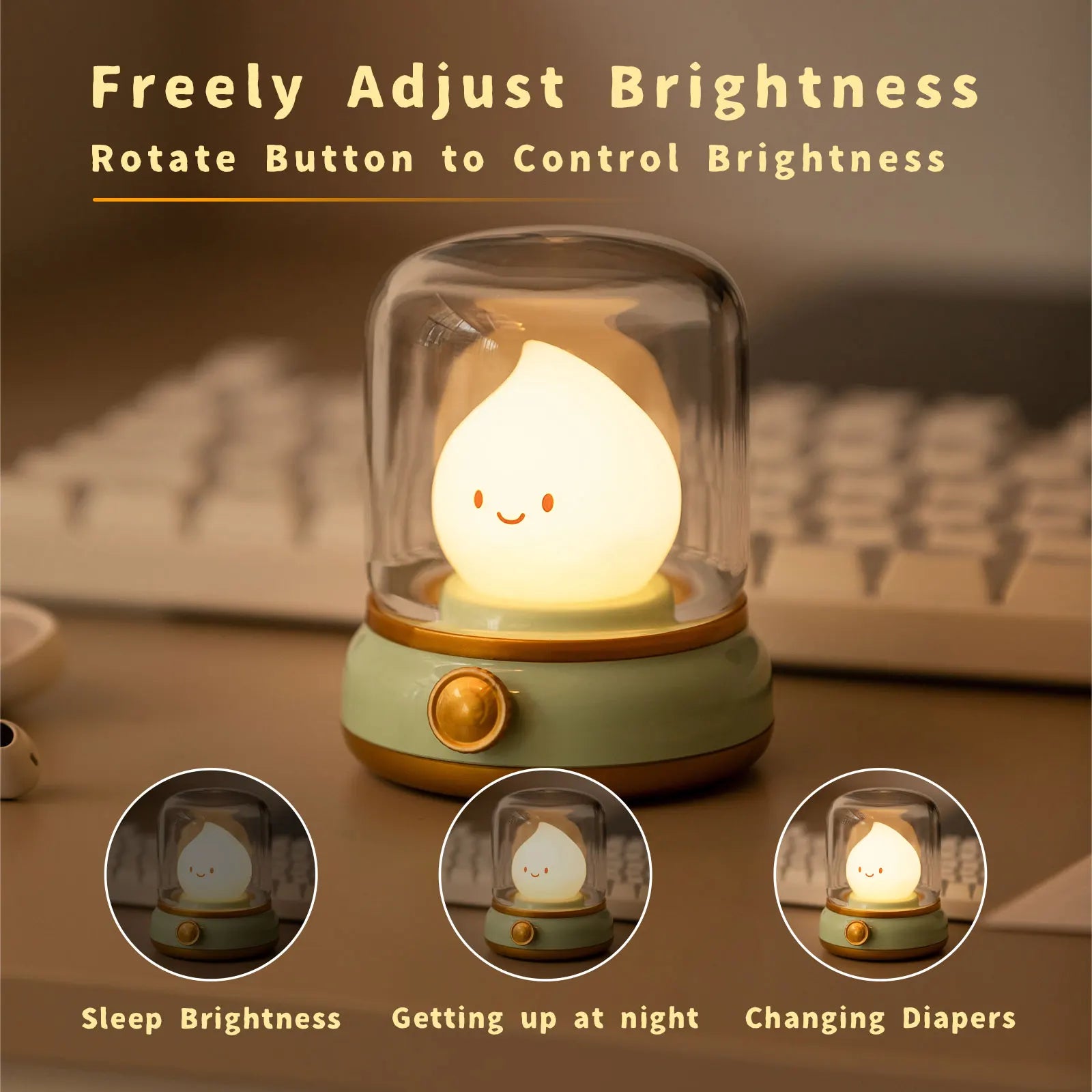 YOUMIKA  -  Candle Night Light Cute Kerosene Lamp Desktop LED Decorative Light USB Rechargeable Night Light Bedroom Creative Children's Gift