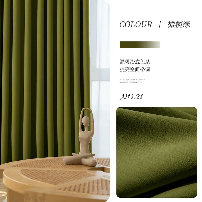 YOUMIKA  -  Simple Living Room Drape Large Area Bay Window Drapes Home Bedroom Soundproof Curtains Hotel Blackout Curtain High-shading 90%