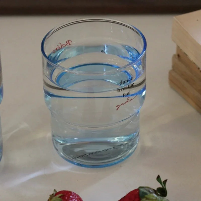 YOUMIKA  -  Original Design Transparent and Heat-resistant Glass Cup with A Blue Texture Shot Glass