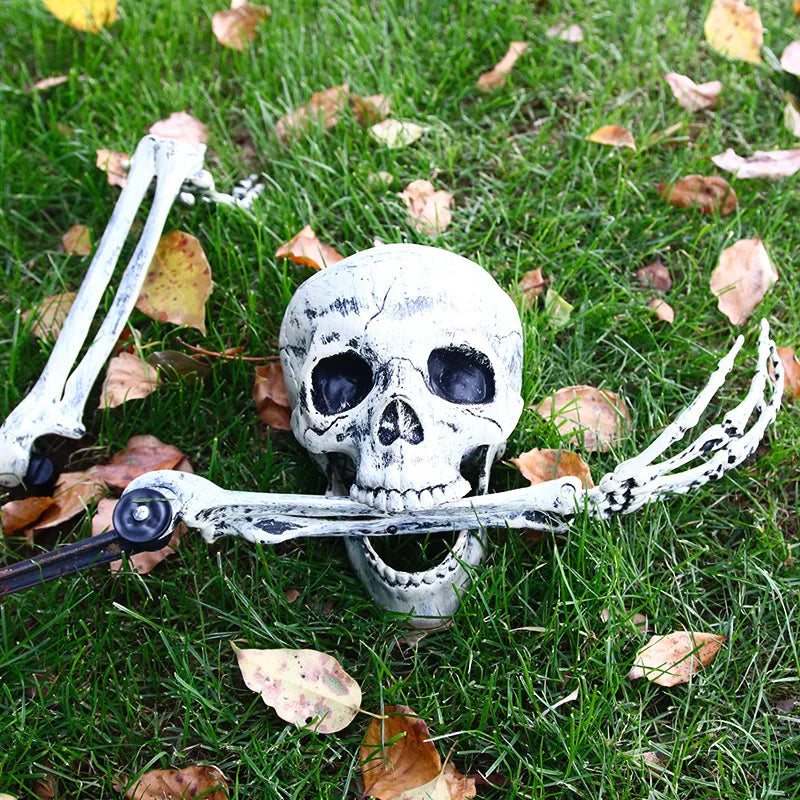 YOUMIKA  -  Halloween Skull Skeleton Head Realistic Human Hand Arms for Halloween Party Home Garden Lawn Decor Haunted House Horror Props