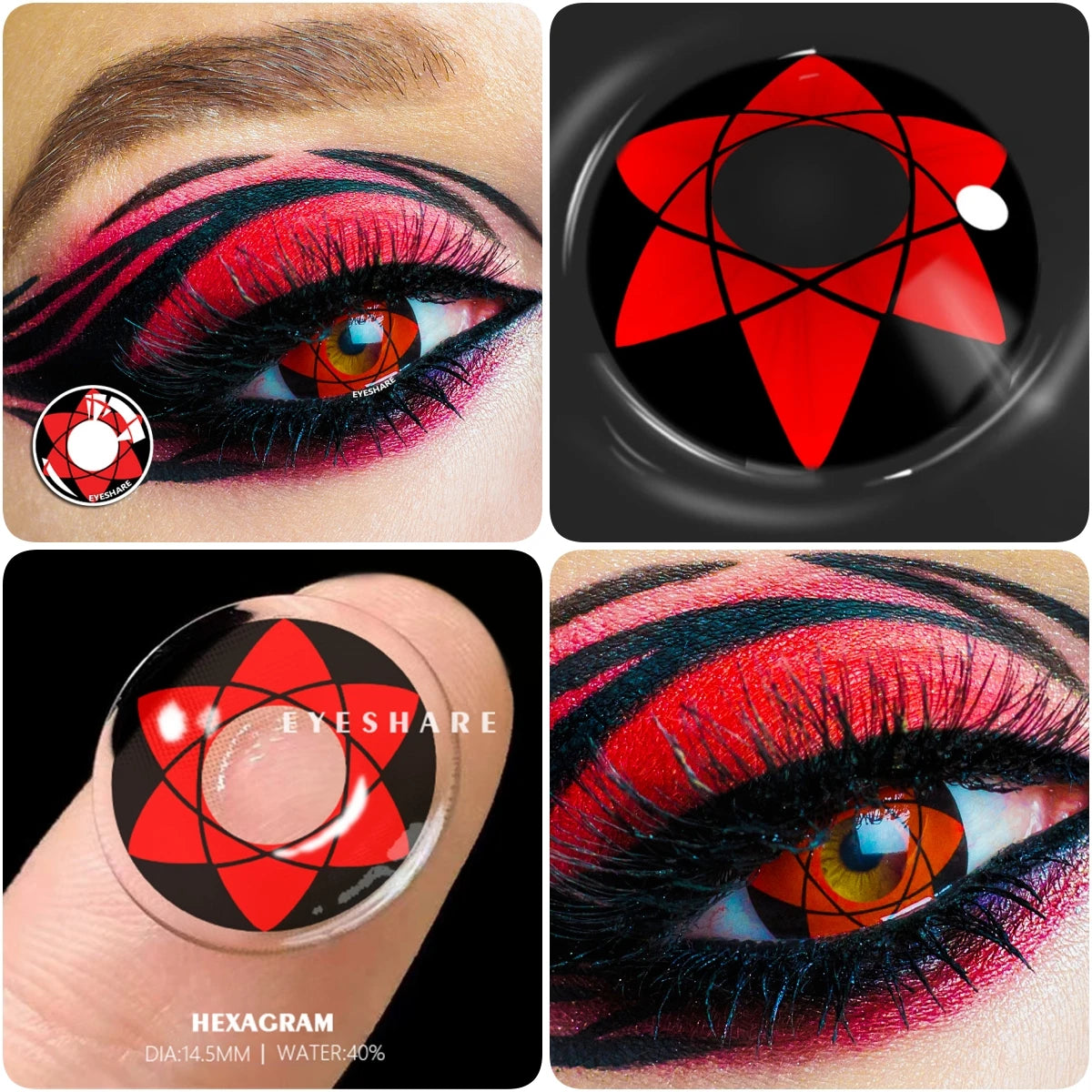 YOUMIKA  -  1 Pair Cosplay Colored Contact Lenses for Eyes Red Eye Contacts Lens Halloween Anime Lenses Yearly Beauty Makeup Lenses