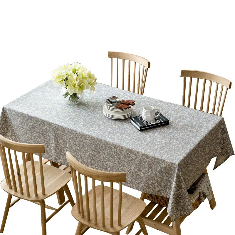 YOUMIKA  -  Linen Cotton Tablecloth for Garden, Pastoral Flower Printed Table Cover, Household for Dinner, Kitchen Cloths, Party Decoration