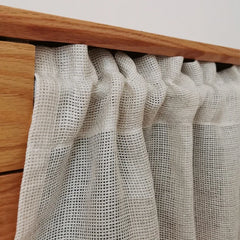 YOUMIKA  -  Semi Sheer Short Curtains Rod Pocket Kitchen Neutral Linen Textured Cafe Window Treatments for Bathroom and Laundry Room 1 Panel