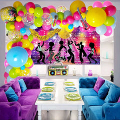 YOUMIKA  -  90S 80S Theme Party Balloons Backdrop Decorations Radio Guitar Disco Ball Gold Purple Balloons for Birthday Party Decorations