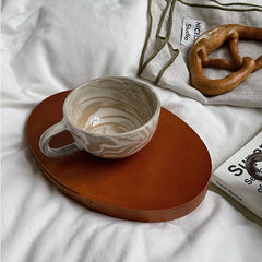 YOUMIKA  -  Original Design Handmade Ceramic Cup Vintage Coffee Home Breakfast Cup Texture Cup