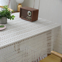 YOUMIKA  -  Woven Hollow Tablecloth Coffee Table Tablecloth Pad Sen Piano Towel Shot White High-quality Decoration Shooting Background Cloth