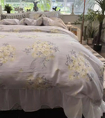 YOUMIKA  -  Romantic fairyfair flower bedding set,twin full queen king retro rustic cotton home textile bed sheet pillow case duvet cover