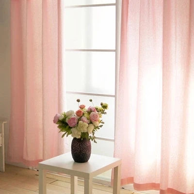 YOUMIKA  -  Korean Princess Pink Curtains with Lace Valance, 100% Cotton Fabric Fairy Curtain for Girl's Bedroom Eco-friendly Fabric Drapes