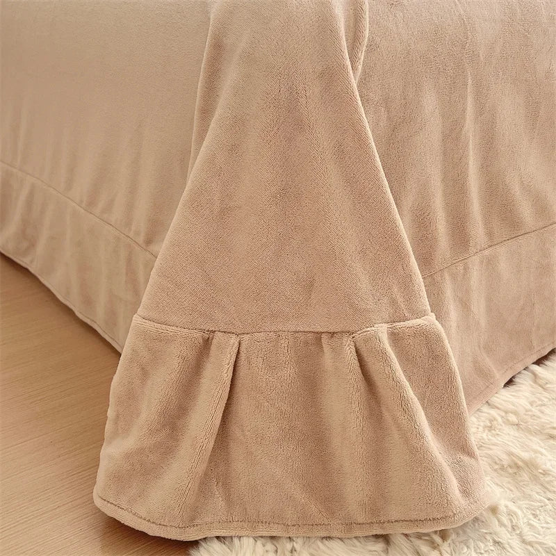 YOUMIKA  - Faux fur Bed linen super soft bed cover full set Bubble Fleece Duvet cover bed sheets set double bed Bedding set winter blanket