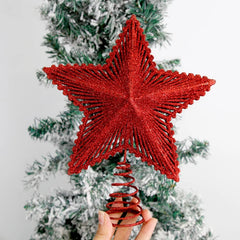 YOUMIKA  -  Glitter Christmas Tree Topper Iron Gold Red Star Christmas Decor For Home Xmas Tree Ornaments Navidad New Year 2025 Natal Noel