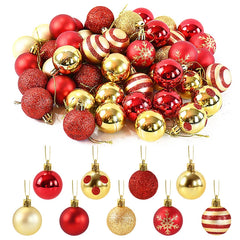 YOUMIKA  -  50Pcs/box Christmas Tree Balls Ornament Red Gold Hanging Bauble Pendant 2024 Christmas Decoration for Home 2025 New Year Gifts