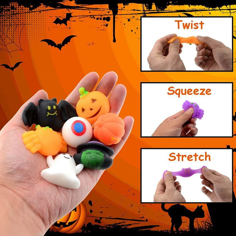 YOUMIKA  -  10/20Pcs Halloween Squeeze Toys Pumpkin Ghost Stress Relief Toy Gift for Kids Halloween Birthday Party Favors Decor Supplies