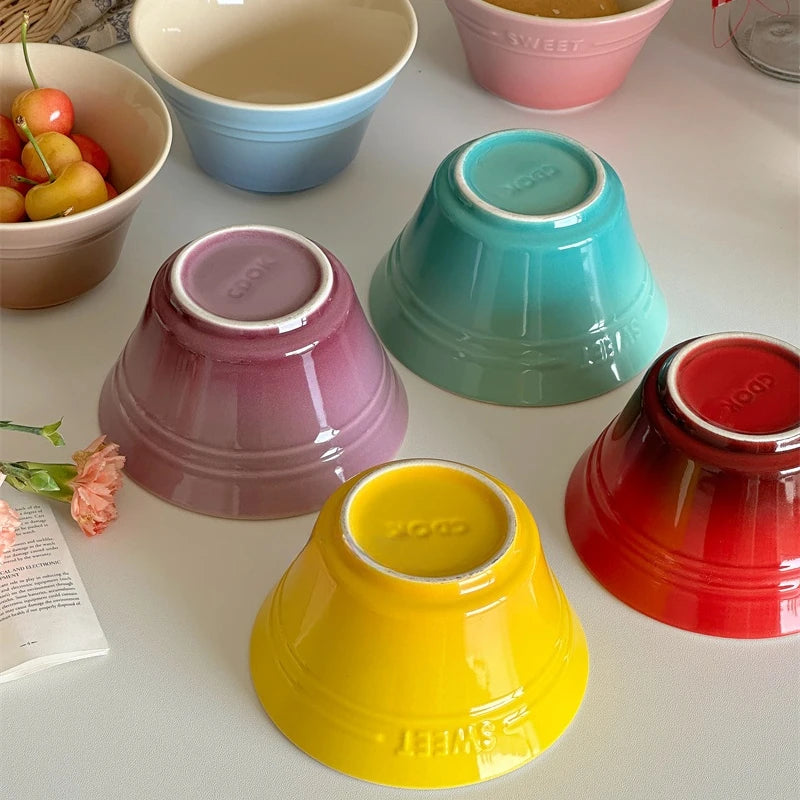 YOUMIKA  -  Gradual Color Modern Ceramic Bowl Lovely Household Underglaze Color Rice Bowl Fruit Dim Sum Bowl