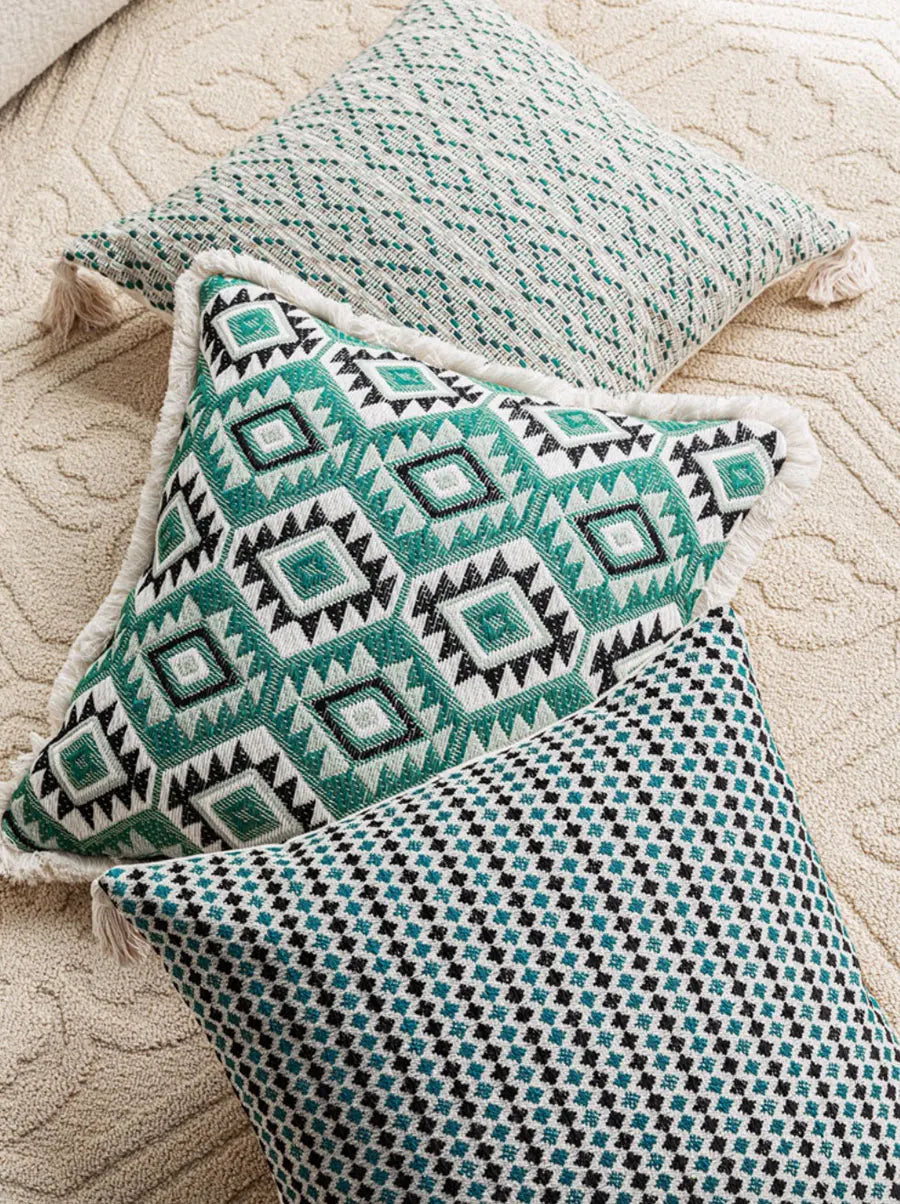 YOUMIKA  -  Fashion bohemian green geometric square throw pillow/almofadas case 45 teen,luxury boho trend unusual cushion cover home decore