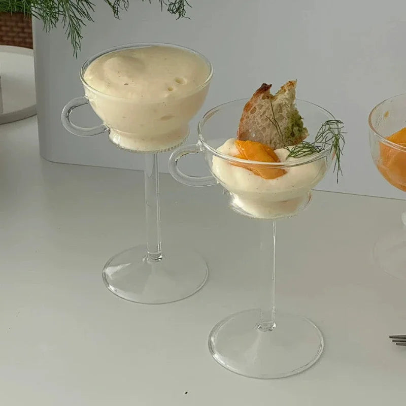 YOUMIKA  -  Creative Niche Glass Tall Coffee Cup Dessert Pudding Cup Tall Glass Bowl Wine Glasses Champagne