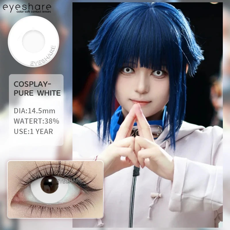 YOUMIKA  -   Halloween Lenses Cosplay Color Contact Lenses for Eyes 1pair Black Eye Lens Color Eye Lens White Contacts Blue Lenses