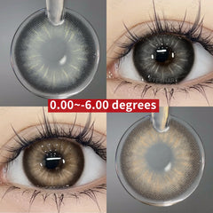 YOUMIKA  -  2pcs Color Contacts Lenses Brown Lenses With Prescription Gray Lenses Fashion Diopters Lens Myopia Lenses 0.00 to-6.00