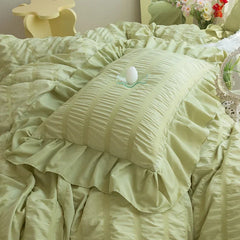 YOUMIKA  -  Green Spring Bedding Set Fashion Duvet Cover Pillowcase Bed Linen Girls Single Double Size Bed Sheet Set Seersucker Home Textile