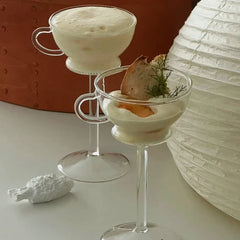 YOUMIKA  -  Creative Niche Glass Tall Coffee Cup Dessert Pudding Cup Tall Glass Bowl Wine Glasses Champagne