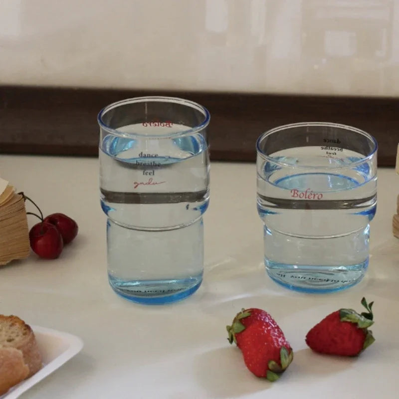 YOUMIKA  -  Original Design Transparent and Heat-resistant Glass Cup with A Blue Texture Shot Glass