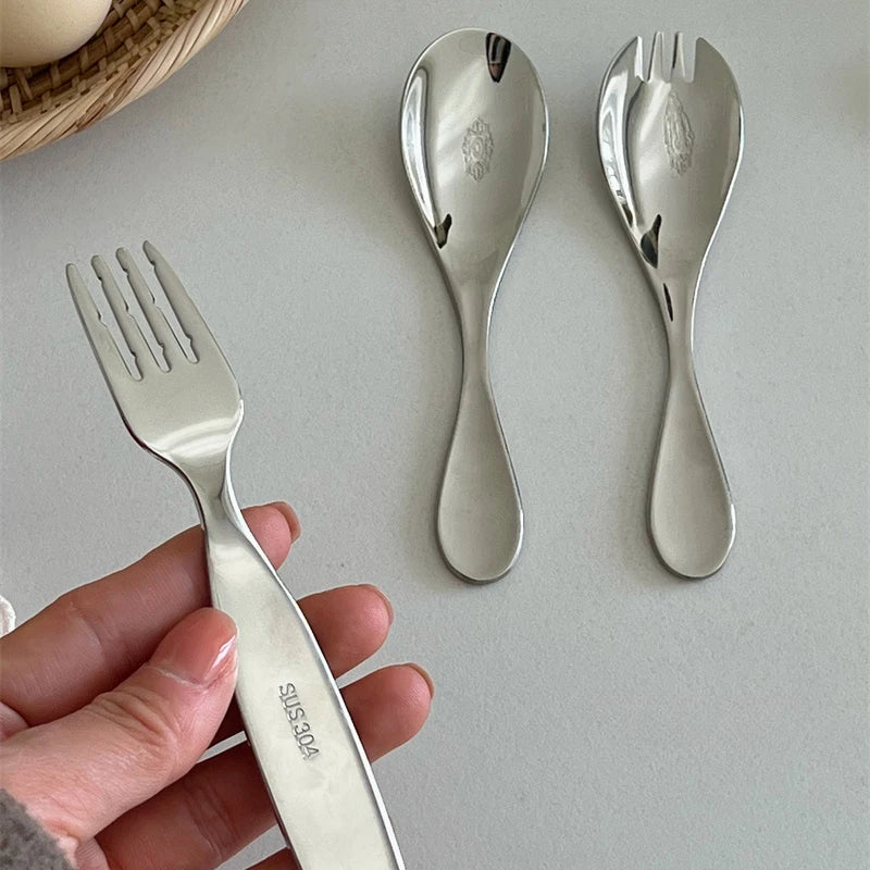 YOUMIKA  -  304 Stainless Steel Cute Rice Spoon Fork Spoon Household Practical and Anti Drop Tableware