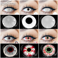 YOUMIKA  -  2Pcs Halloween Colorful Contacts Lenses Anime Cosplay Eyes Lens White Black Multicolored Lenses Yearly Beautiful Pupil