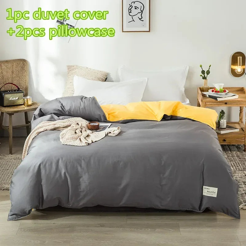 YOUMIKA  -  Fashion Duvet Cover Sets Cotton Gray Quilt Cover Single Double Queen Bedding Sets 2pc Pillowcase Boys Solid Comforter Cover Sets