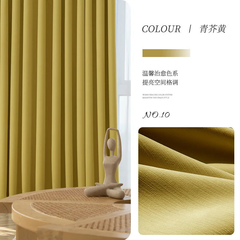 YOUMIKA  -  Simple Living Room Drape Large Area Bay Window Drapes Home Bedroom Soundproof Curtains Hotel Blackout Curtain High-shading 90%