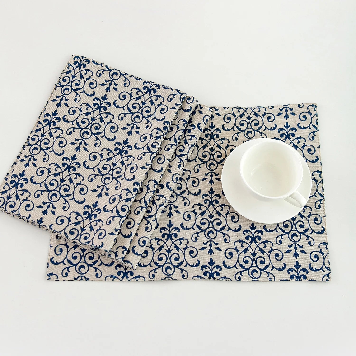 YOUMIKA  -  Cotton And Linen Chinese Classic Tablecloths Blue Printed Table Cover Napkin Dust-Proof  Assorted Size Rectangle For Restaurant