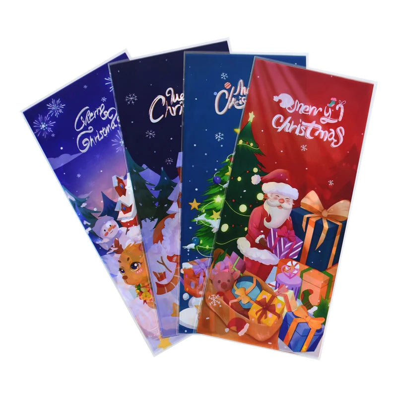 YOUMIKA  -  50pcs Christmas Candy Bags with Ties Santa Claus Biscuit Gift Packaging Bag Christmas Decoration For Home Navidad Noel New Year