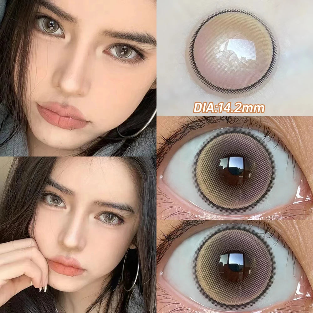 YOUMIKA  -  Pink Lenses Color Contact Lenses for Myopia Beauty Eye Color Lenses Fashion Natural Pupils Grey Brown Blue Lens 1 Pair