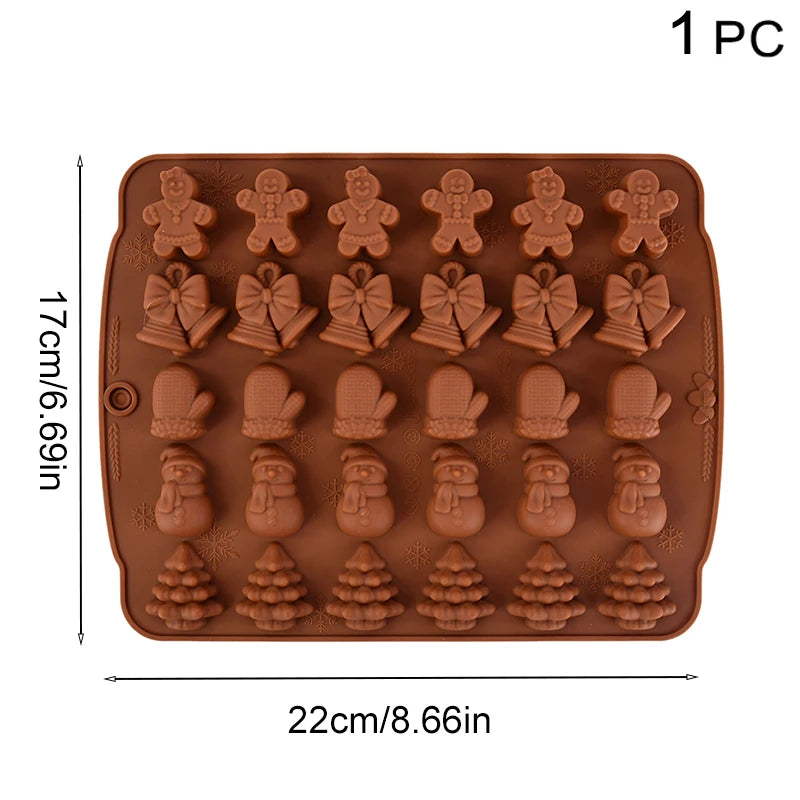 YOUMIKA  -  Christmas Silicone Chocolate Mold Gingerbread Man Xmas Tree Cookie Mould Home Kitchen DIY Baking Tools New Year Party Cake Decor