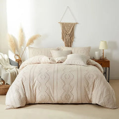 YOUMIKA  -  Boho Bedding Duvet Cover Sets 5 Piece Tufted Comforter Cover Set Shabby Chic Soft Breathable for All Seasons