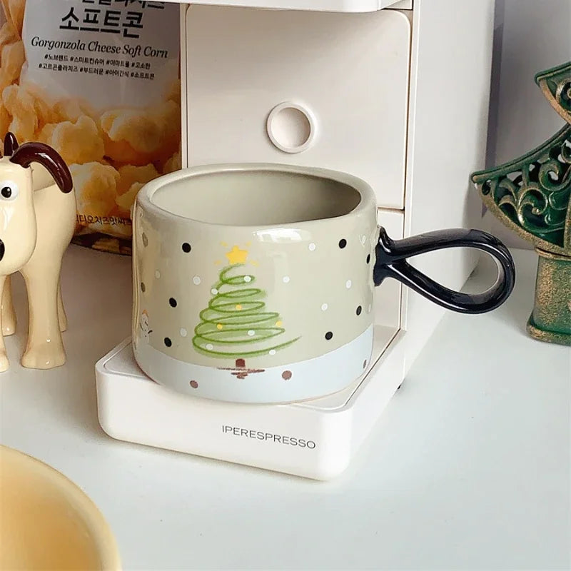 YOUMIKA  -  Simple Christmas Tree Mug Christmas Coffee Cup Ceramic Cup Christmas Gift  Mugs Coffee Cups