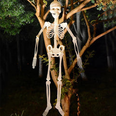 YOUMIKA  -  Scary Halloween Props Luminous Hanging Skeleton Halloween Party Home Outdoor Yard Garden Decoration Movable Glow Fake Skull