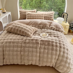 YOUMIKA  - Faux fur Bed linen super soft bed cover full set Bubble Fleece Duvet cover bed sheets set double bed Bedding set winter blanket