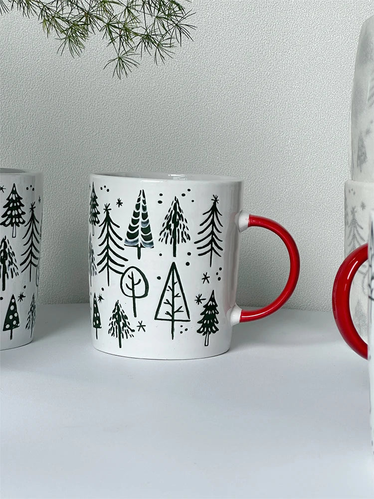 YOUMIKA  -  New Christmas Mug, Large Capacity Water Cup Handle, Ceramic Cup, Holiday Gift Cute and Fun Unique Kitchenware