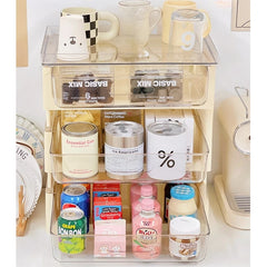 YOUMIKA  -  Desktop Stacking Storage Box Cosmetics Storage Rack Office Workstation A4 Paper Storage Rack Cup Holder Transparent Drawer Boxes