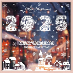 YOUMIKA  -  2025 Merry Christmas Window Sticker New Year Electrostatic Glass Sticker Santa Claus Snowflake DIY Decal Home Room Decorations